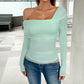 BreezeCharm™ Mesh Diagonal Collar Top